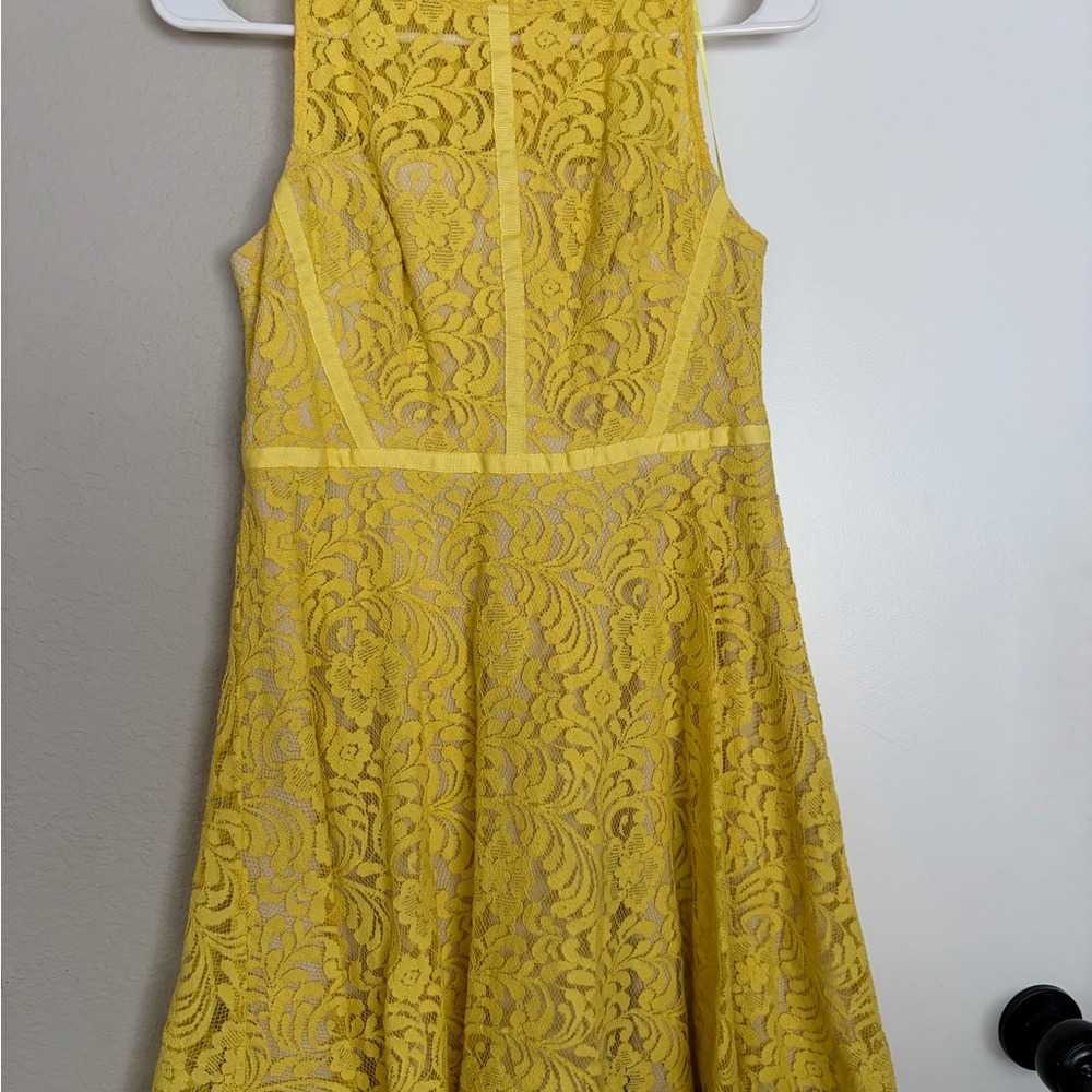 Elegant Yellow Lace Dress
